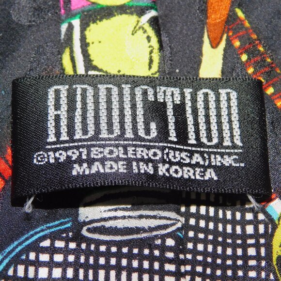 VTG 1991 Addiction Bolero Tennis Theme Neck Tie 100% Silk - Picture 6 of 8